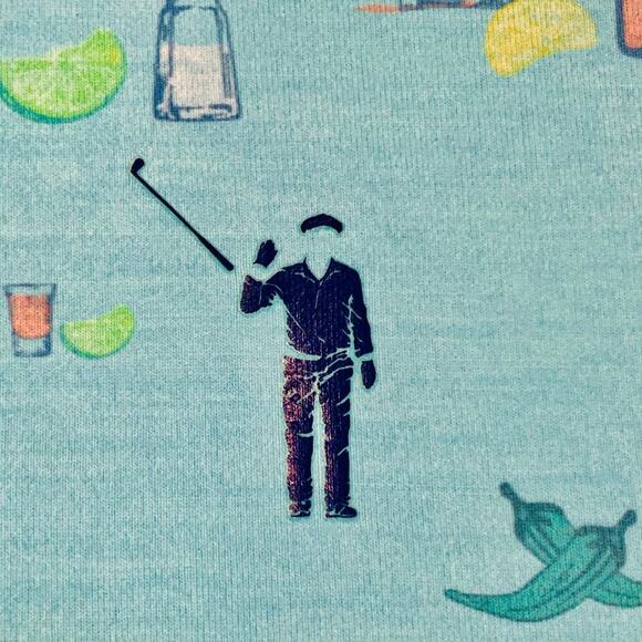 WILLIAM MURRAY Agua Caliente Polo XL Turquoise Golf Watermelon Margaritas VGUC - Picture 5 of 8